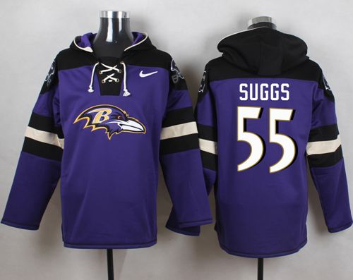 Nike Ravens #55 Terrell Suggs Purple Player Pullover NFL Hoodie - Click Image to Close